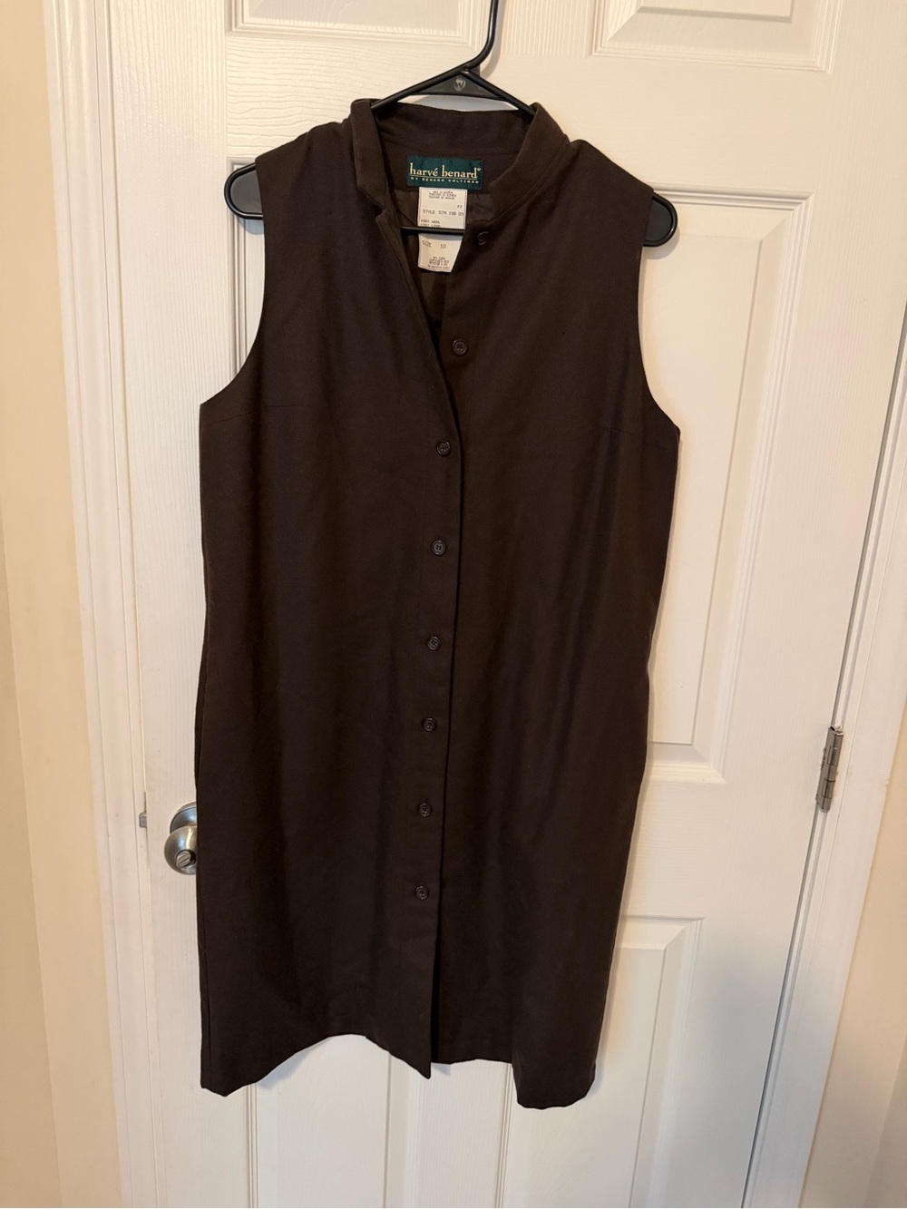 Harve Benard Black Sleeveless Button-Front Tunic 100%Wool